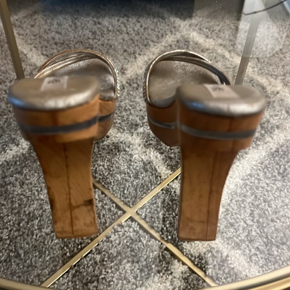 Vintage Sky retro wooden platform wedge heels - Picture 6 of 16